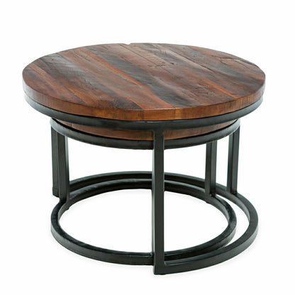 Allegheny Reclaimed Wood Round Nesting Tables, Set of 2 | Plow & Hearth