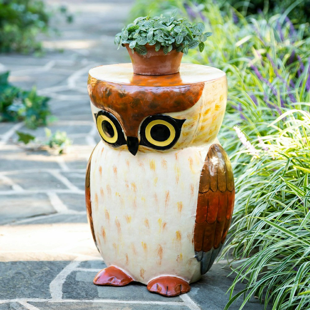 Handmade Owl Metal Side Table | Plow & Hearth