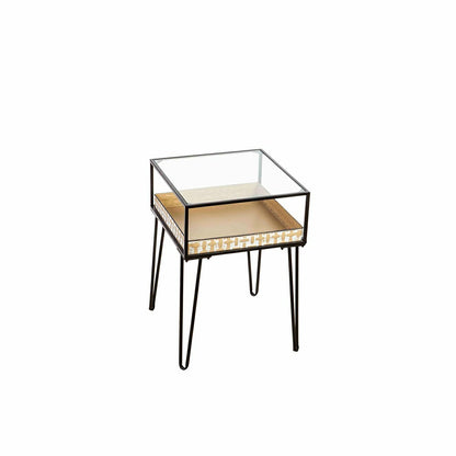 Metal Table with Glass Top and Gold Metal Planter Dish | Plow & Hearth