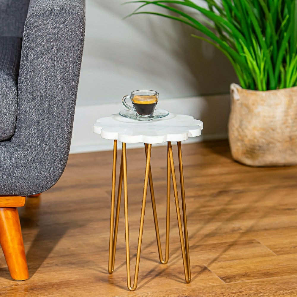 White Granite Plant Stand with Metal Legs | Plow & Hearth