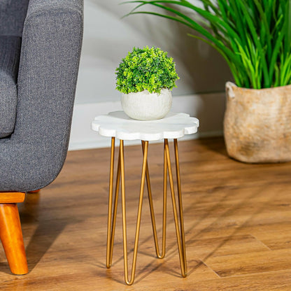 White Granite Plant Stand with Metal Legs | Plow & Hearth