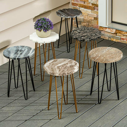 White Granite Plant Stand with Metal Legs | Plow & Hearth