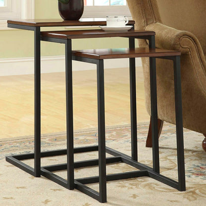 3-Piece Industrial Style Rectangular Metal and Wood Nesting Tables | Plow & Hearth