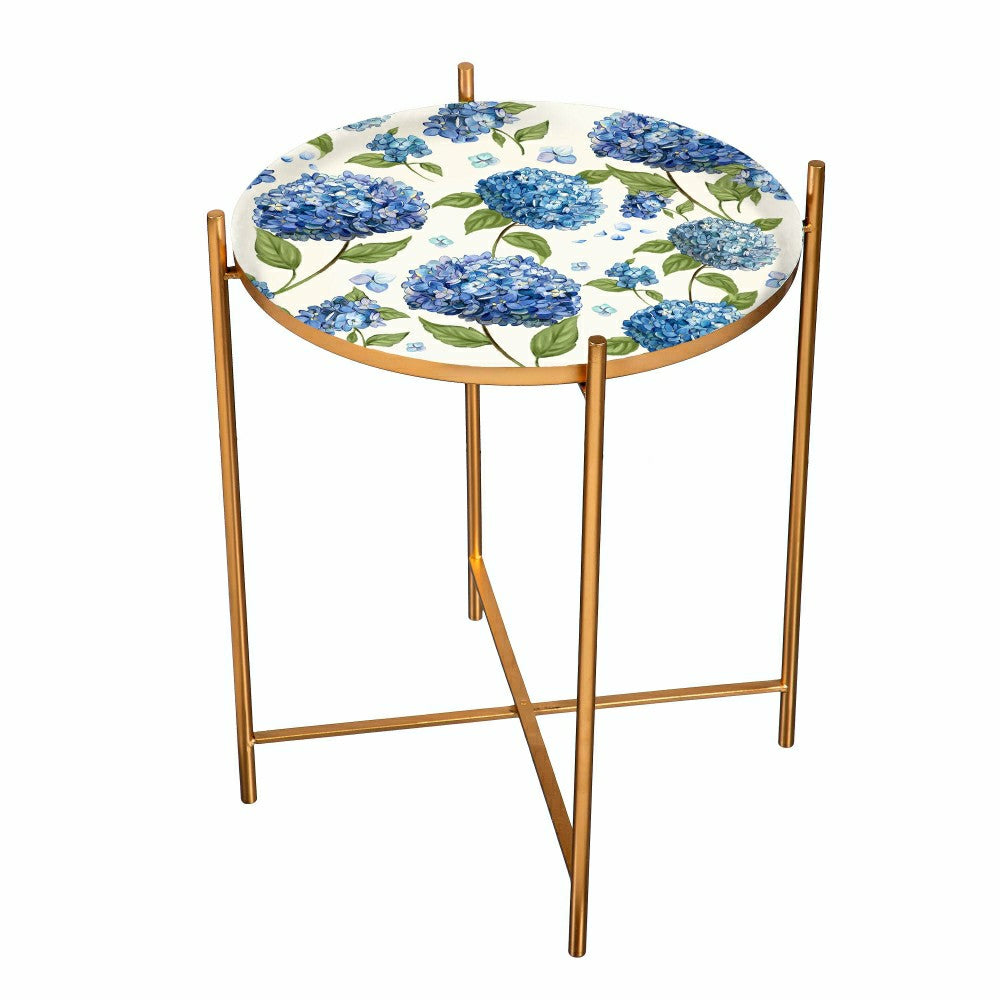 VivaStyle Outdoor Side Table, Printed Metal Side Table, Hydrangea, 19" | Plow & Hearth