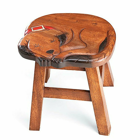 Dog or Cat Hand-carved Footstool | Plow & Hearth