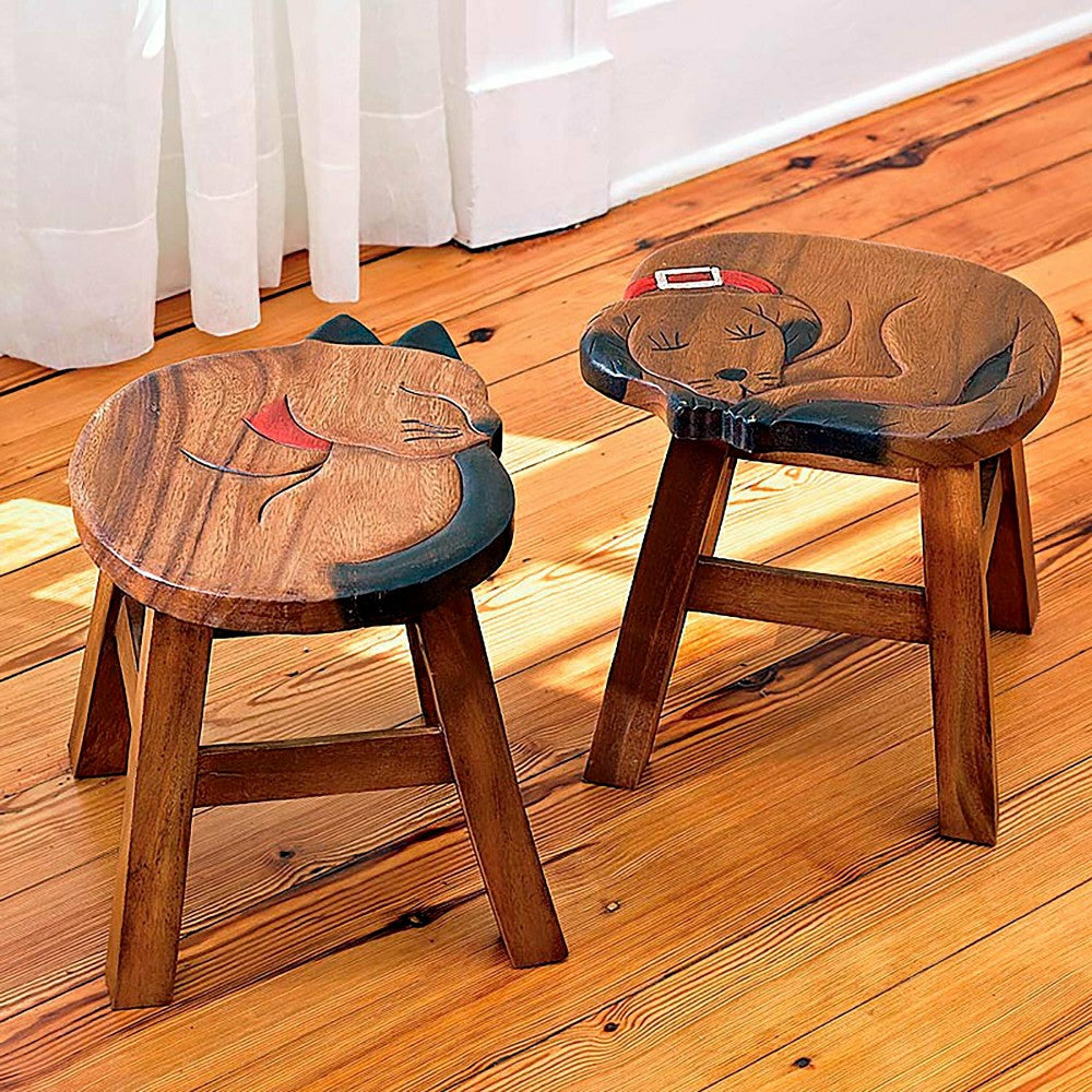 Dog or Cat Hand-carved Footstool | Plow & Hearth