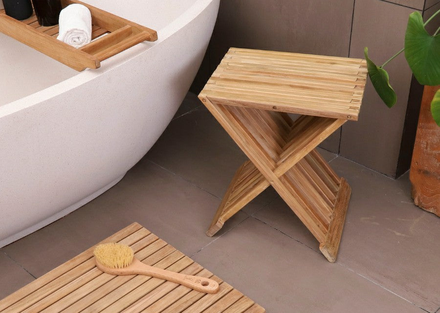 Winchester Teak Folding Stool | Plow & Hearth