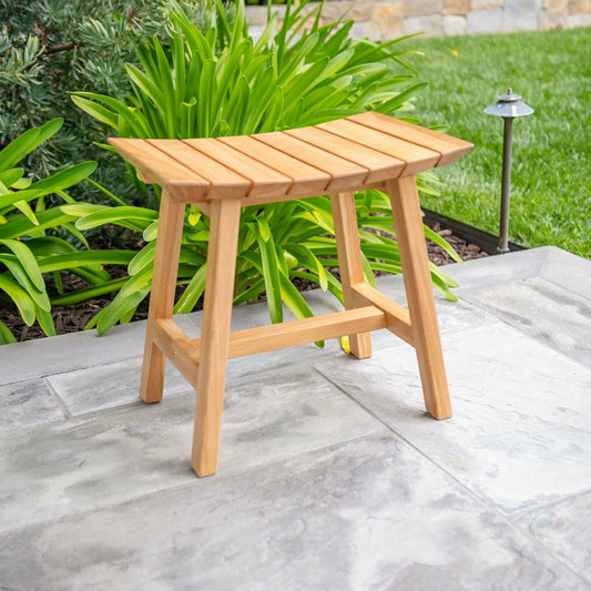 Phoenix Natural Teak Shower and Bath Slatted Stool | Plow & Hearth