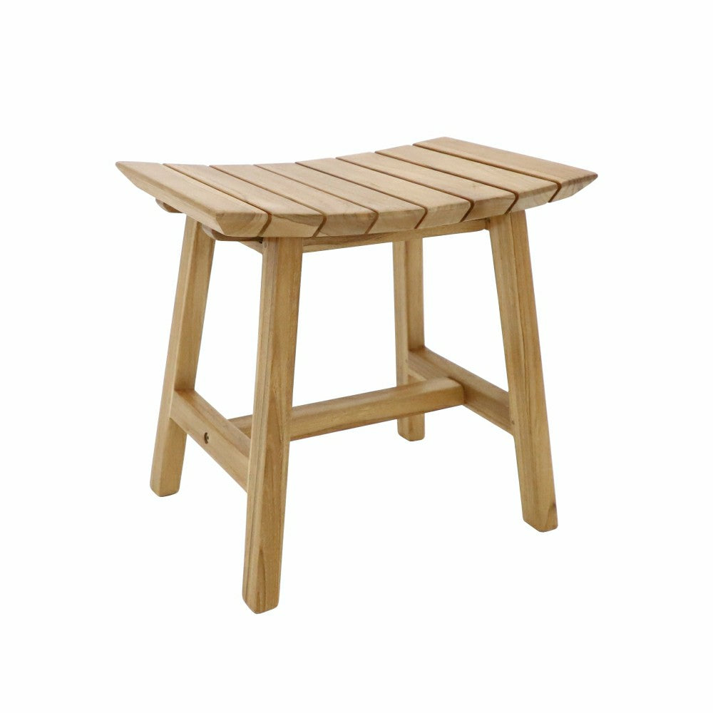 Phoenix Natural Teak Shower and Bath Slatted Stool | Plow & Hearth