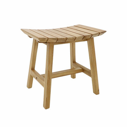 Phoenix Natural Teak Shower and Bath Slatted Stool | Plow & Hearth