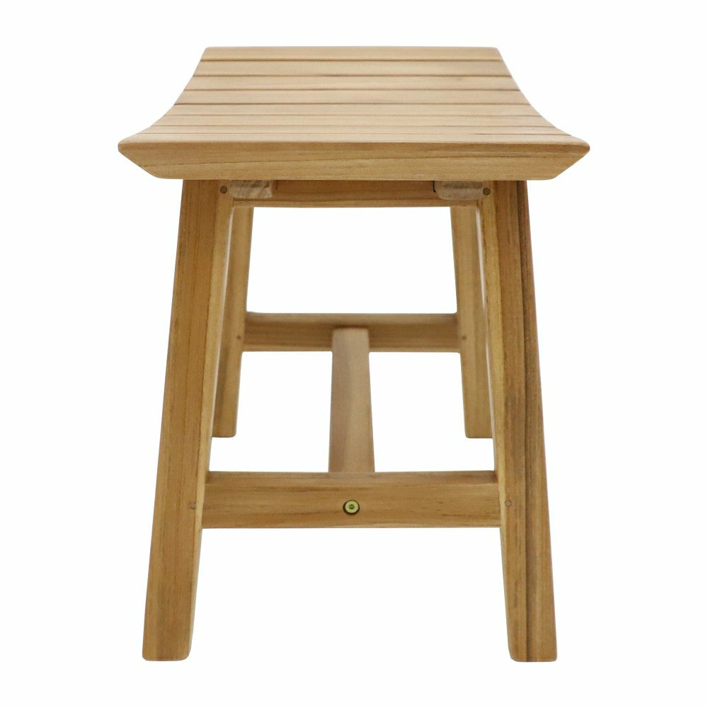 Phoenix Natural Teak Shower and Bath Slatted Stool | Plow & Hearth