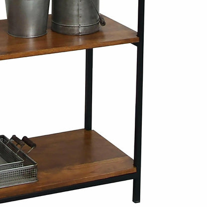 72"-High Five-Shelf Wood and Metal Bookcase | Plow & Hearth