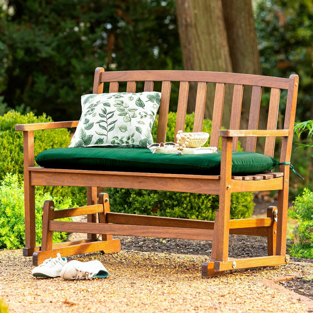 Eucalyptus Wood Love Seat Glider | Plow & Hearth