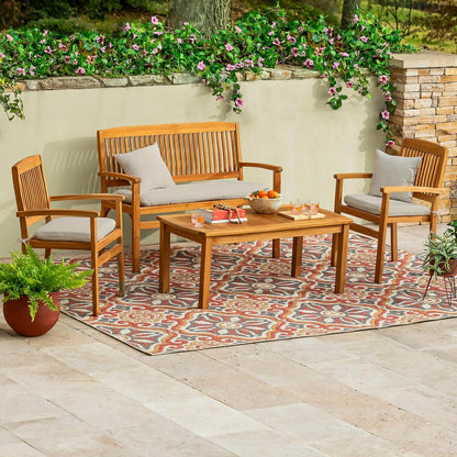 Teak Seating Set, 4-Piece | Plow & Hearth