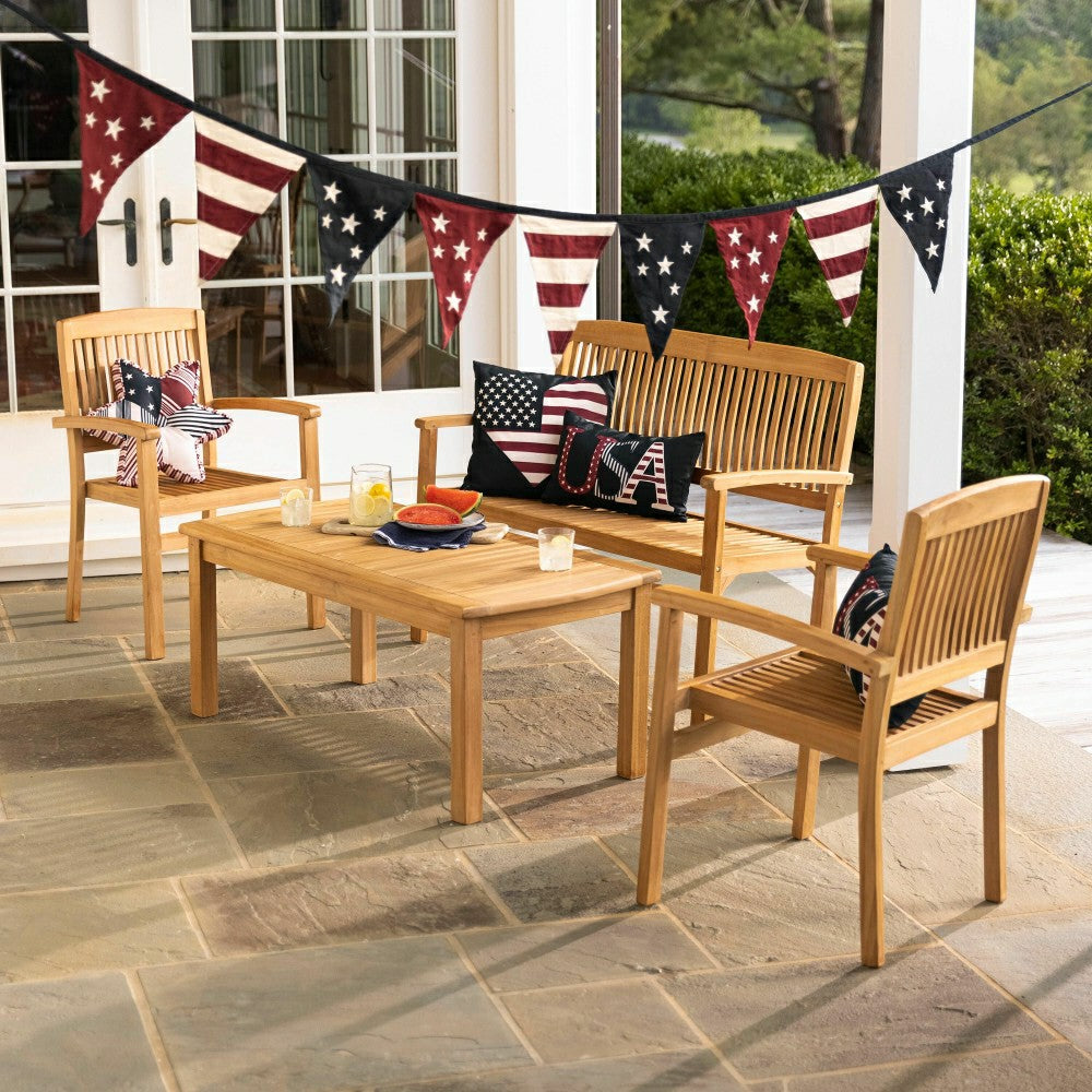 Teak Seating Set, 4-Piece | Plow & Hearth