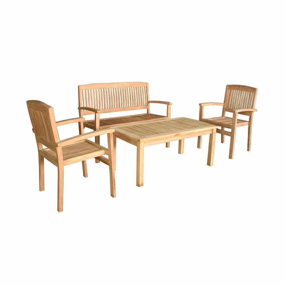 Teak Seating Set, 4-Piece | Plow & Hearth