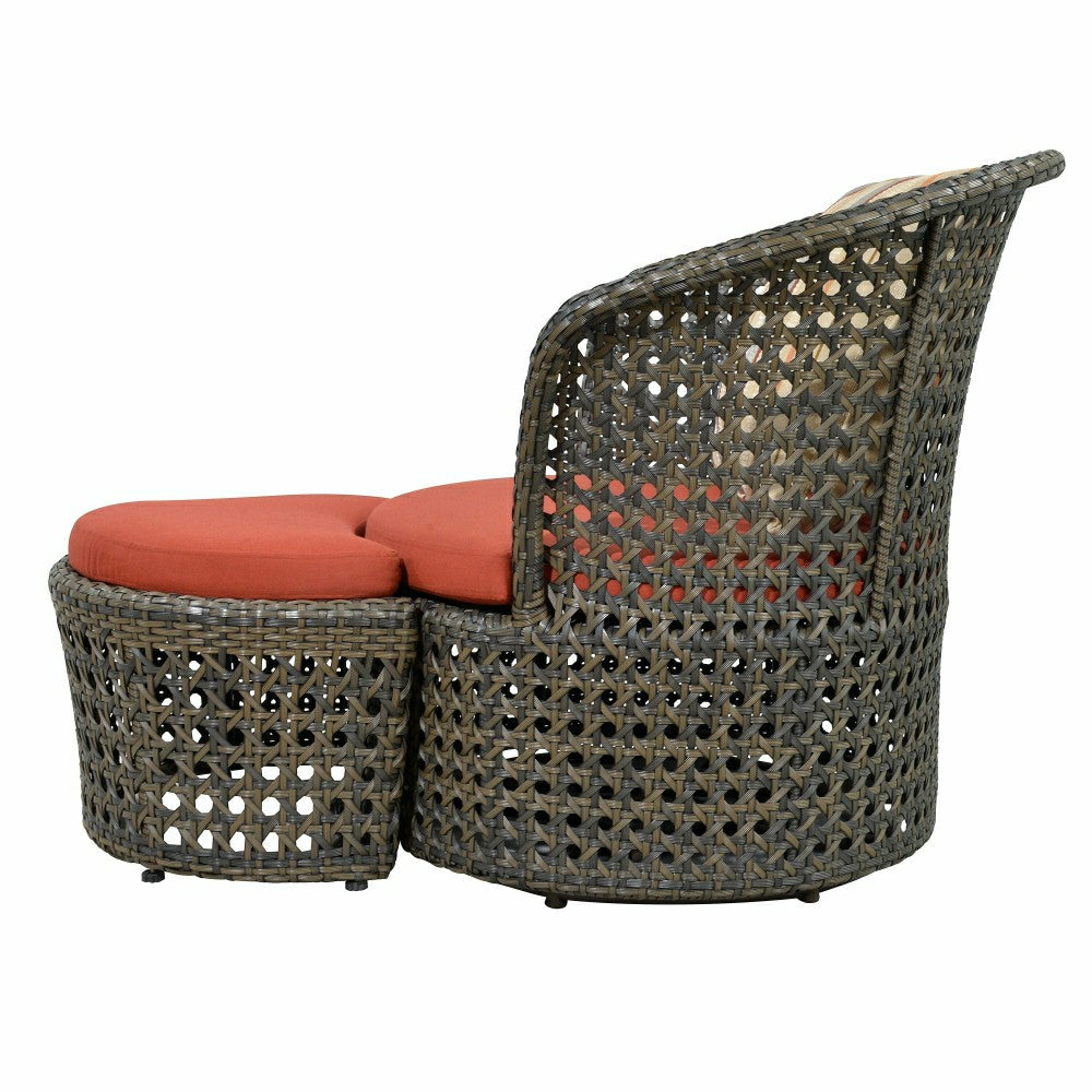 Wicker Conversation Set with Ottomans and Sunbrella Cushions, 5-Piece  | Plow & Hearth