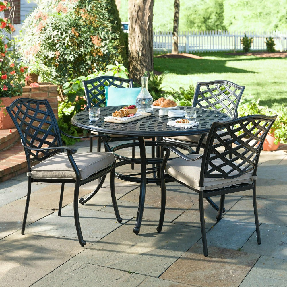 Park Grove Cast Aluminum Outdoor 5-Piece Dining Set with Cushions | Plow & Hearth