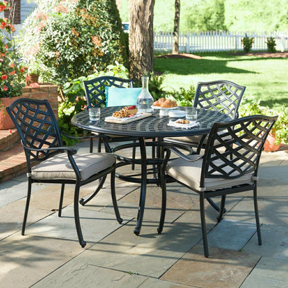 Park Grove Cast Aluminum Outdoor 5-Piece Dining Set with Cushions | Plow & Hearth