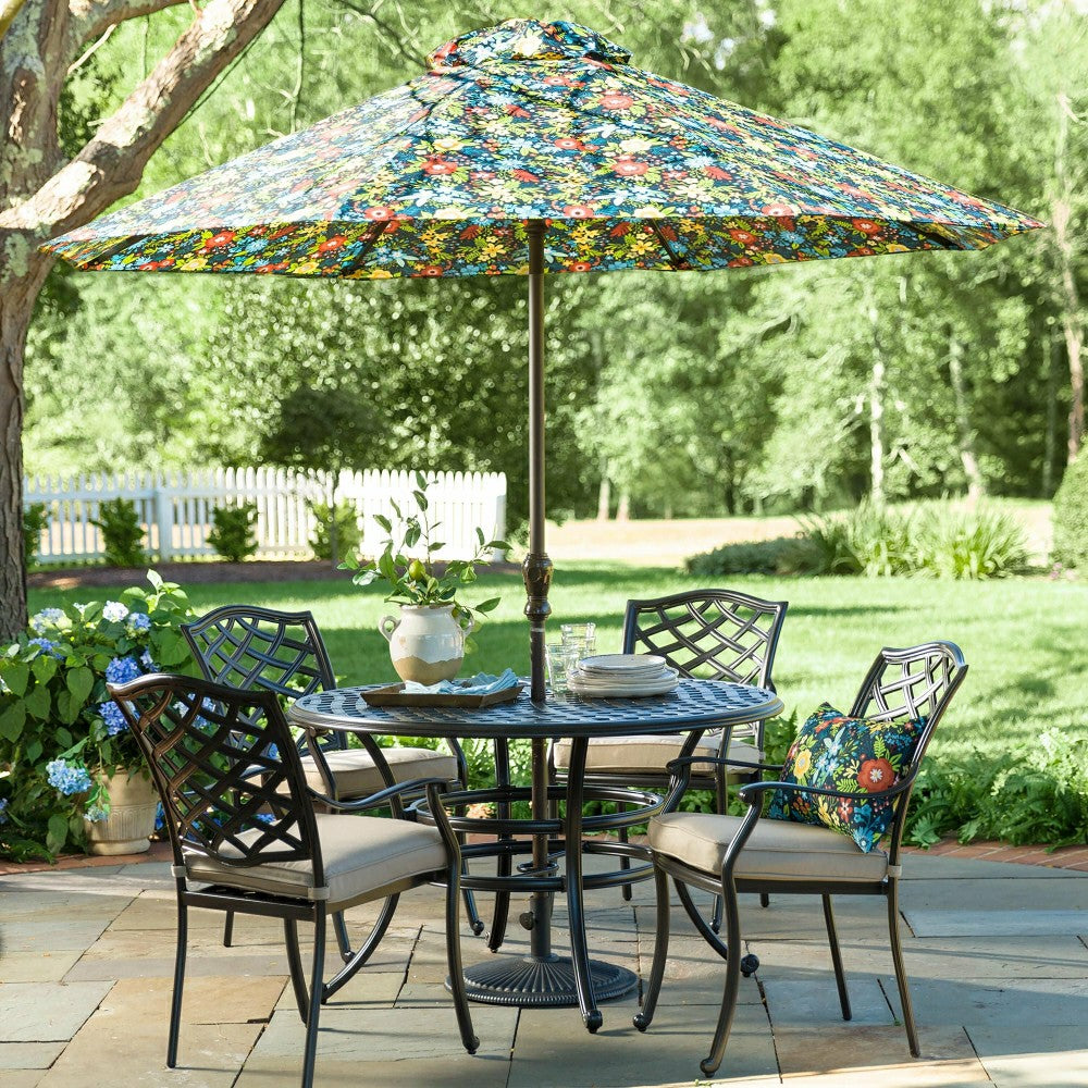 Park Grove Cast Aluminum Outdoor 5-Piece Dining Set with Cushions | Plow & Hearth