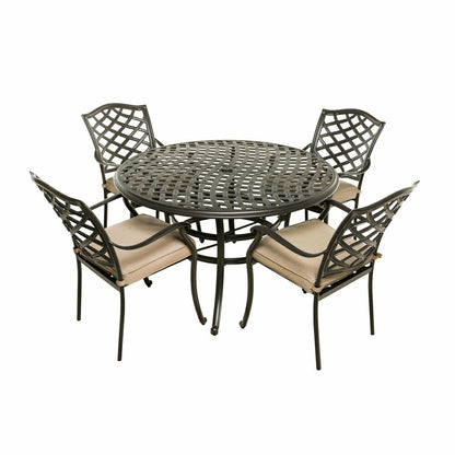 Park Grove Cast Aluminum Outdoor 5-Piece Dining Set with Cushions | Plow & Hearth
