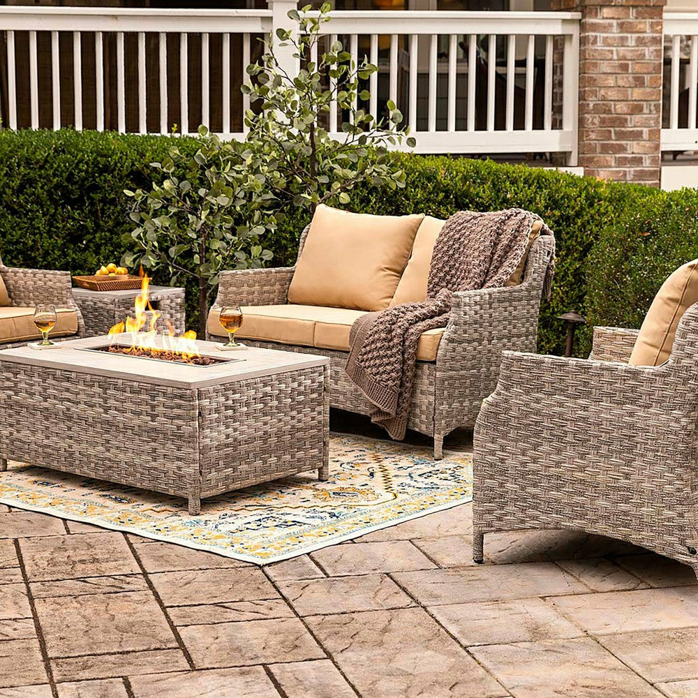 5Pcs Alum Wicker Conversation Set with Cushions | Plow & Hearth