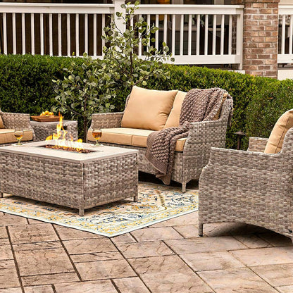 5Pcs Alum Wicker Conversation Set with Cushions | Plow & Hearth