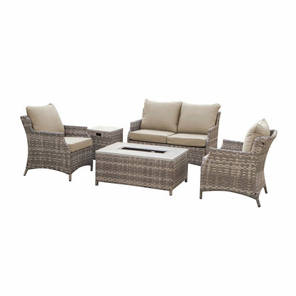 5Pcs Alum Wicker Conversation Set with Cushions | Plow & Hearth