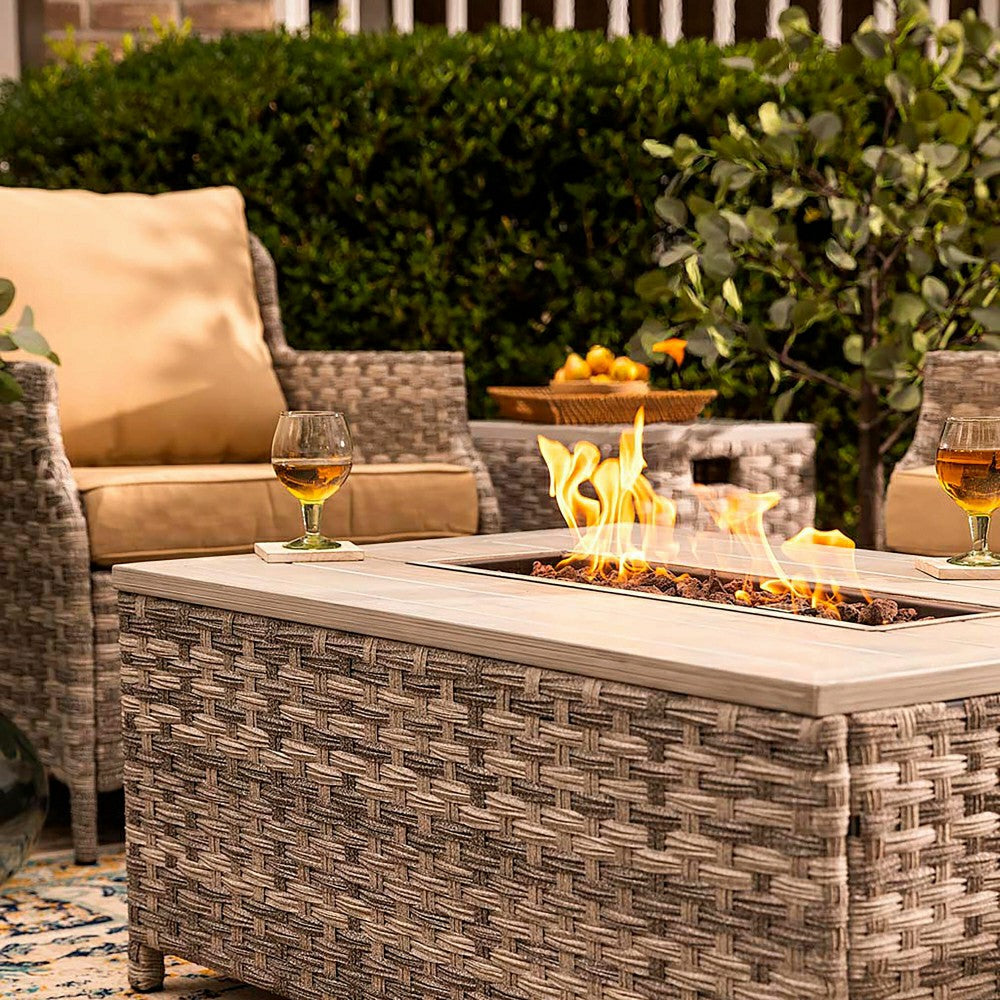 5Pcs Alum Wicker Conversation Set with Cushions | Plow & Hearth