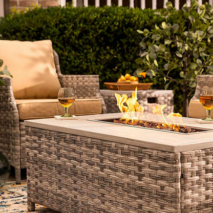 5Pcs Alum Wicker Conversation Set with Cushions | Plow & Hearth