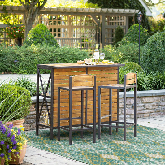 Aacia Bar Table with Iron Frame | Plow & Hearth