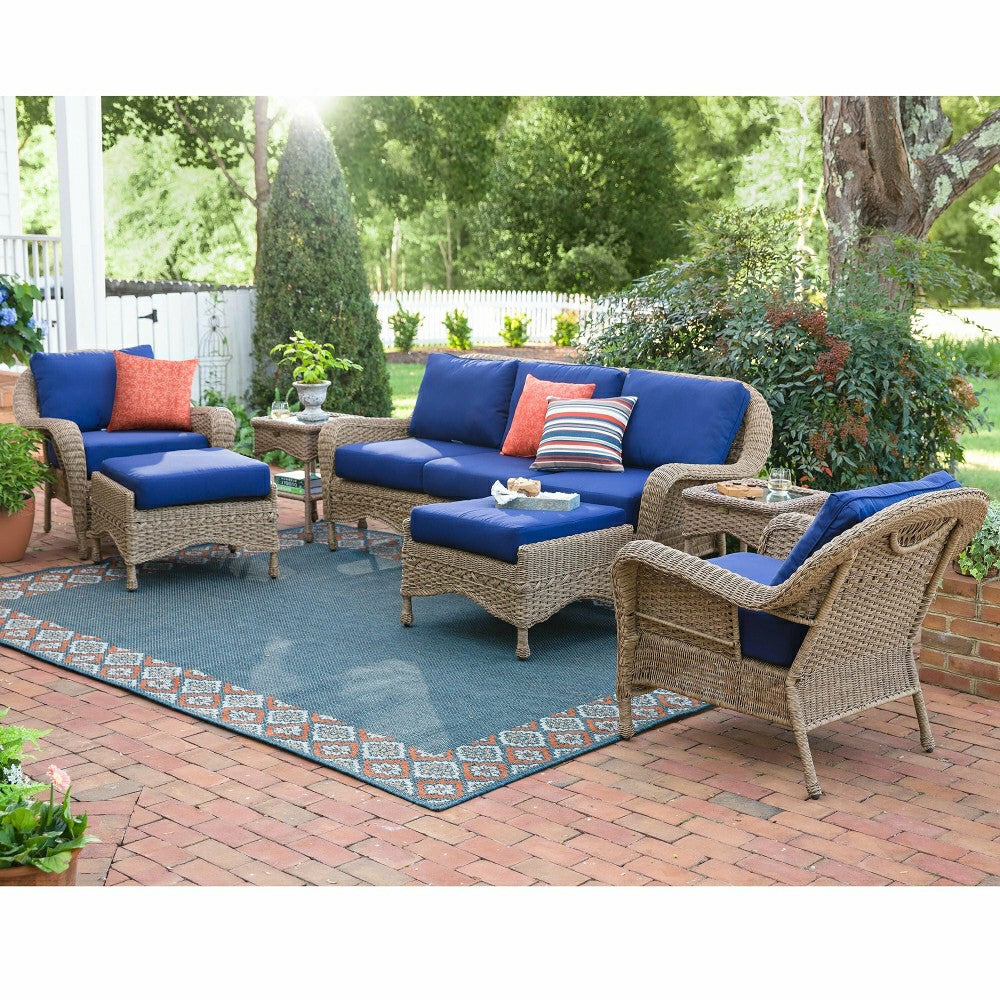 Prospect Hill Outdoor Wicker Deep Seating Sofa w/Cushions | Plow & Hearth
