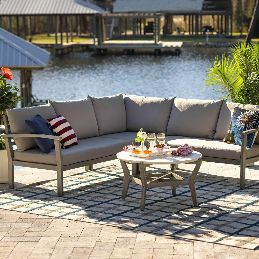 Ridgewind Outdoor Sectional Sofa Seating Set With Cocktail Table | Plow & Hearth