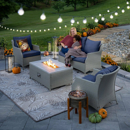 Deluxe 4Pcs Alum Wicker Conversation Set with Cushions | Plow & Hearth