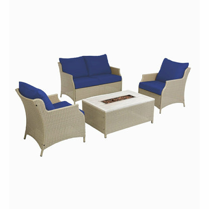 Deluxe 4Pcs Alum Wicker Conversation Set with Cushions | Plow & Hearth