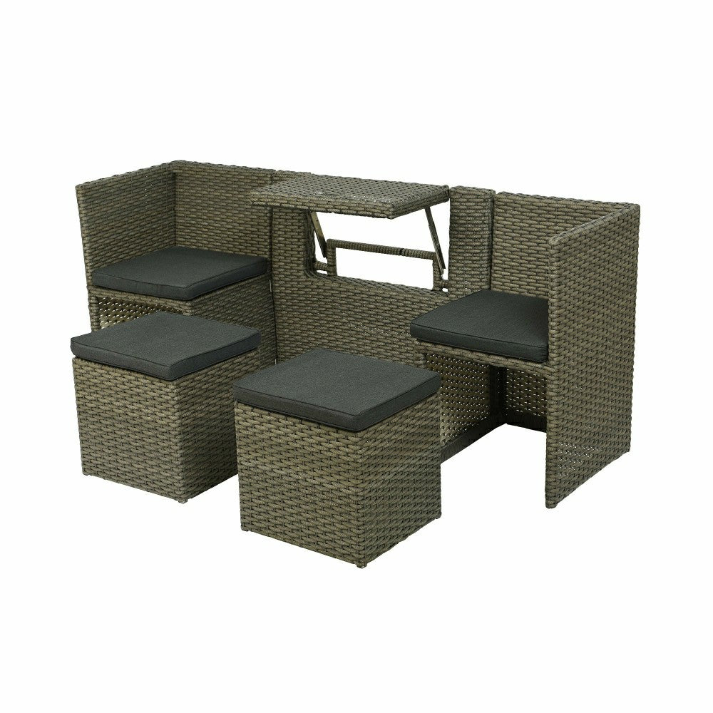 Compact Modular Wicker Balcony Seating Set with Multiple Configuration | Plow & Hearth