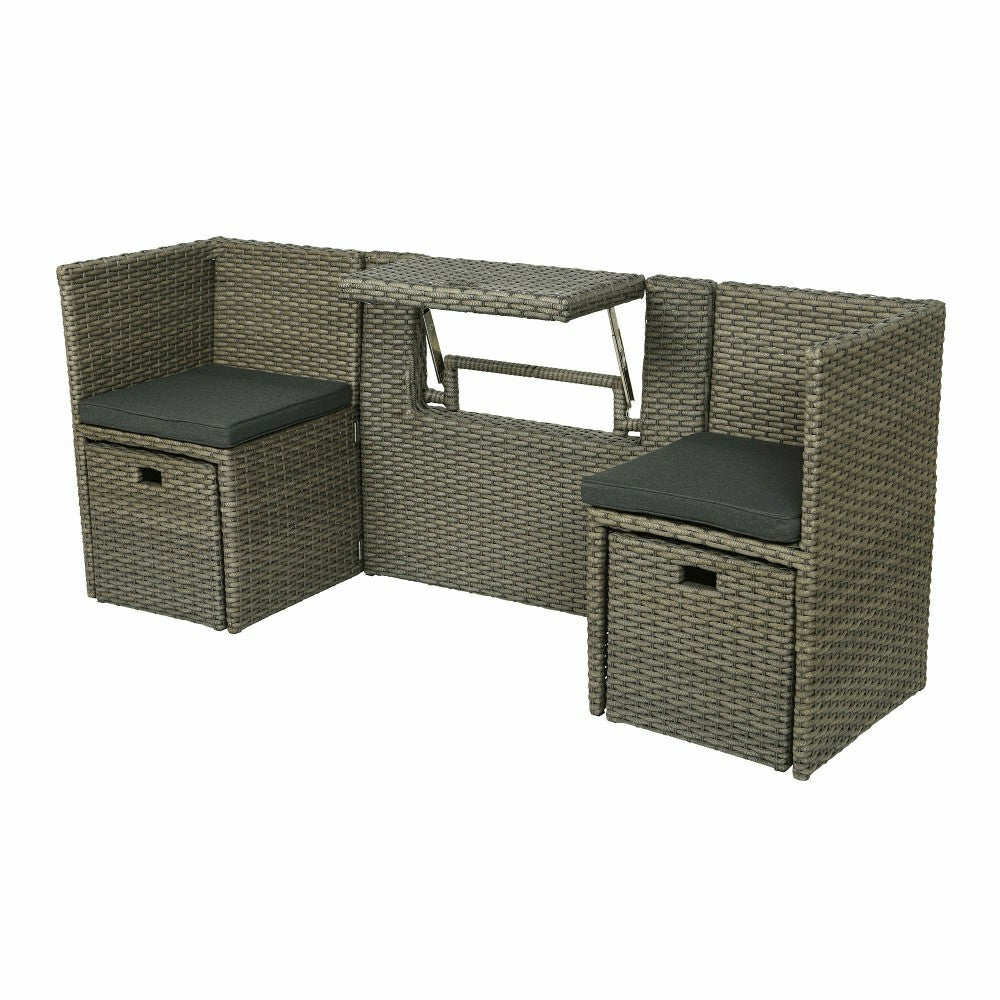 Compact Modular Wicker Balcony Seating Set with Multiple Configuration | Plow & Hearth