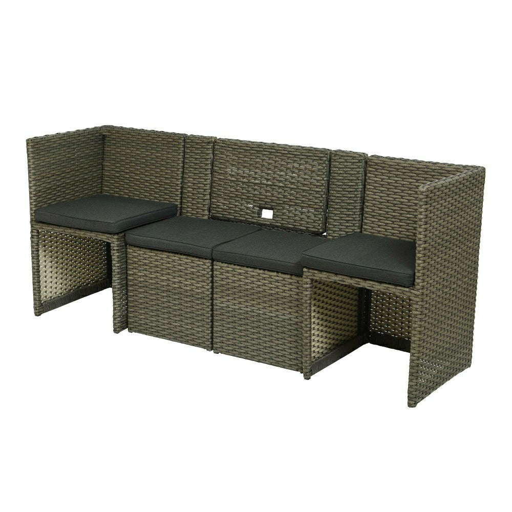 Compact Modular Wicker Balcony Seating Set with Multiple Configuration | Plow & Hearth