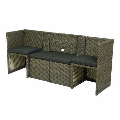 Compact Modular Wicker Balcony Seating Set with Multiple Configuration | Plow & Hearth