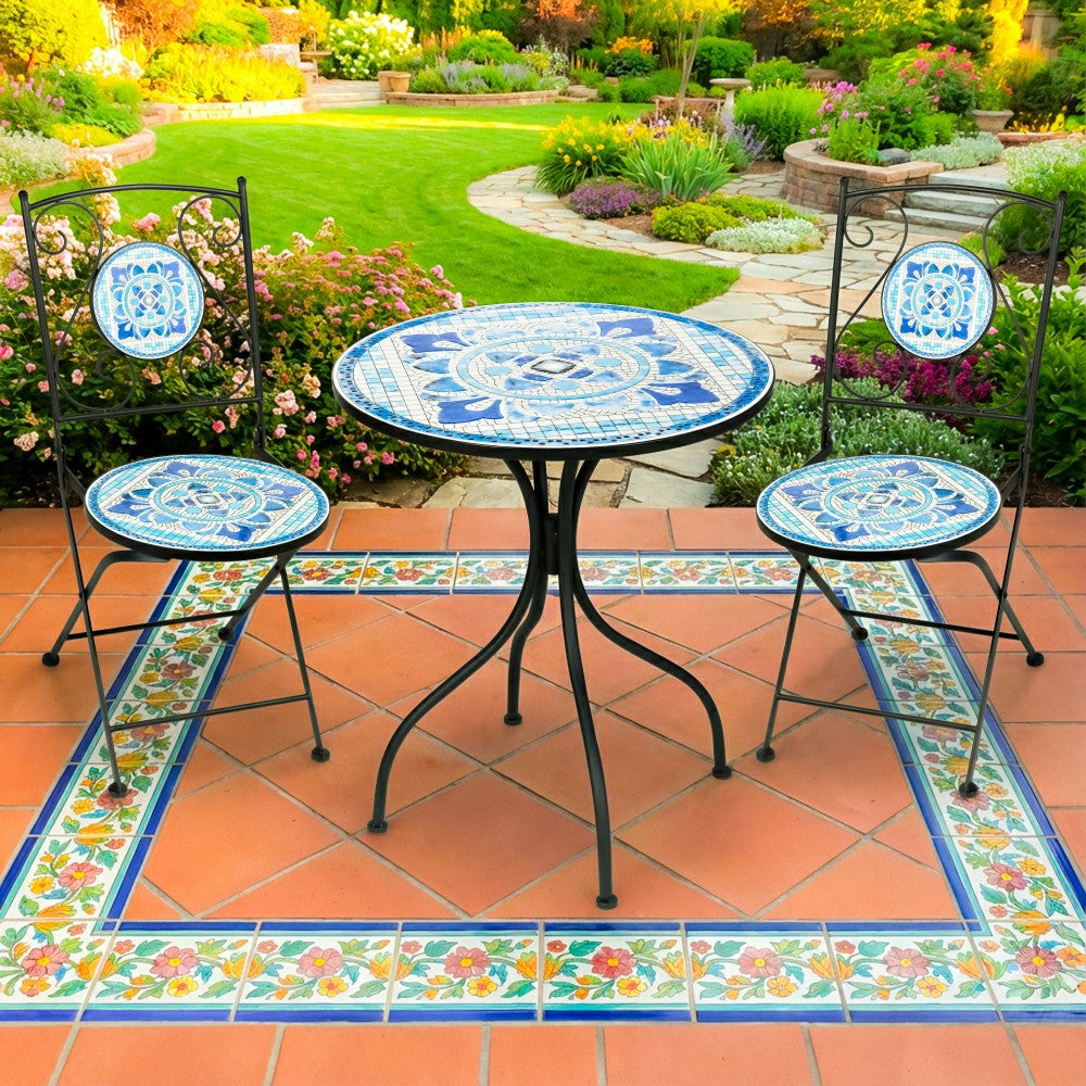 Santorini Breeze Mosaic Bistro Table and Chair Set | Plow & Hearth
