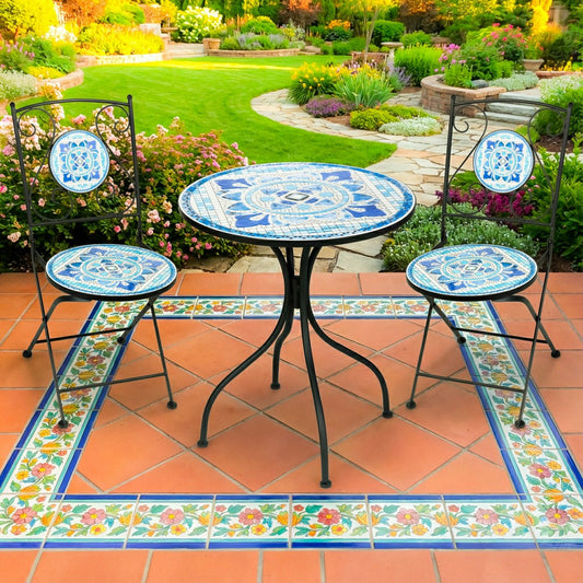 Santorini Breeze Mosaic Bistro Table and Chair Set | Plow & Hearth