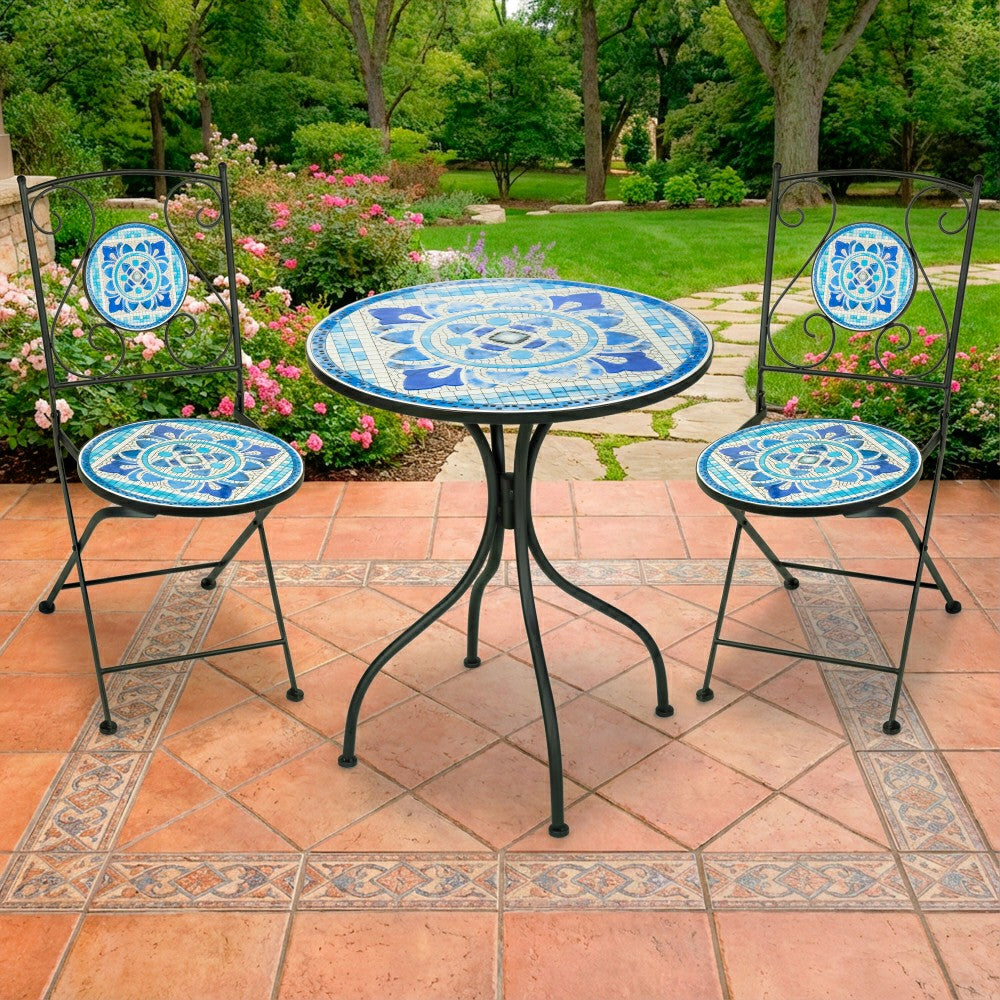 Santorini Breeze Mosaic Bistro Table and Chair Set | Plow & Hearth