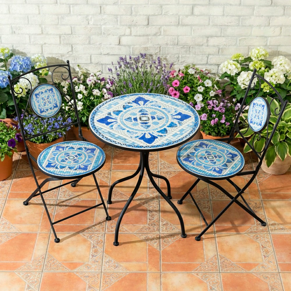Santorini Breeze Mosaic Bistro Table and Chair Set | Plow & Hearth