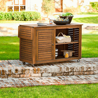Large Eucalyptus Wood Rolling Cart | Plow & Hearth