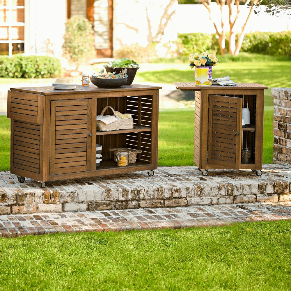 Large Eucalyptus Wood Rolling Cart | Plow & Hearth