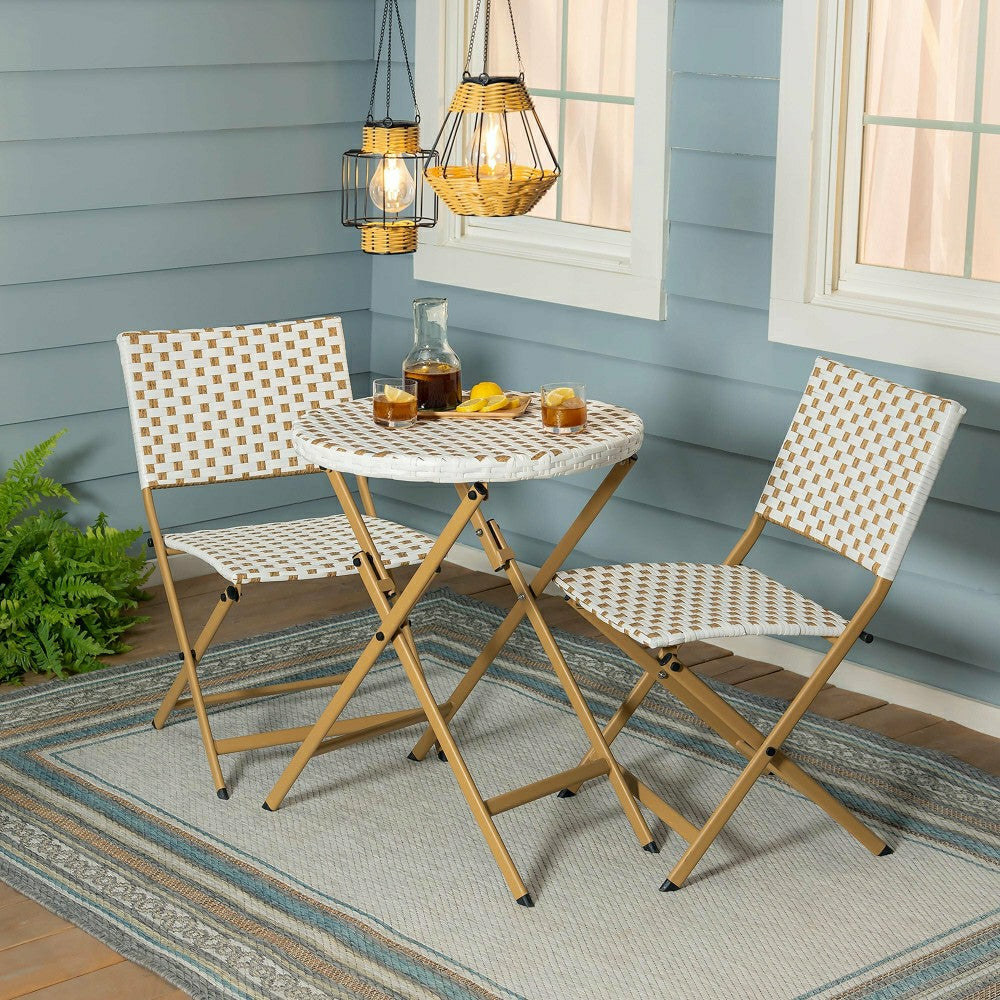 Folding Wicker 3-Piece Bistro Set | Plow & Hearth