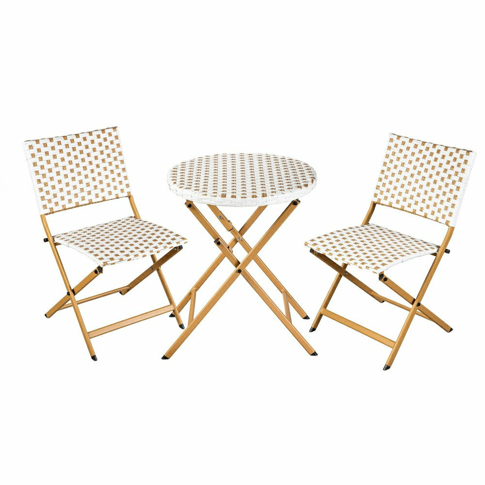 Folding Wicker 3-Piece Bistro Set | Plow & Hearth