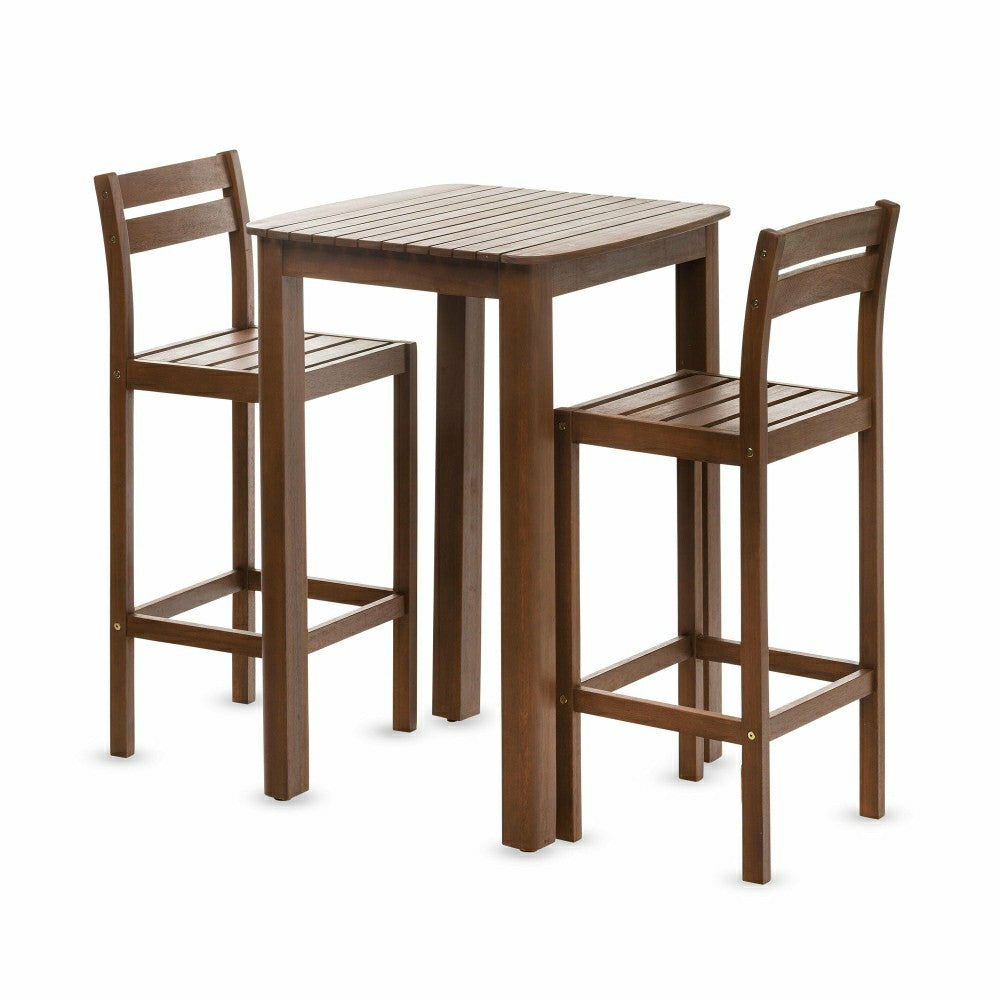 Lancaster Eucalyptus Outdoor Bar Set with Table and 2 Bar Stools, 3-Pi | Plow & Hearth