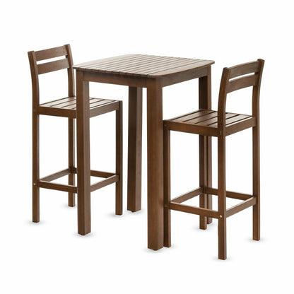 Lancaster Eucalyptus Outdoor Bar Set with Table and 2 Bar Stools, 3-Pi | Plow & Hearth