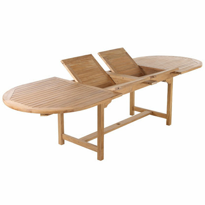 Åre Adjustable 6-8 Person Natural Teak Outdoor Dining Table – 79″-118″ | Plow & Hearth